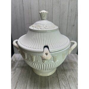 Vtg Lenox Butler's Pantry Soup Tureen with Lid and Ladle with Tag Cream 12" Tall